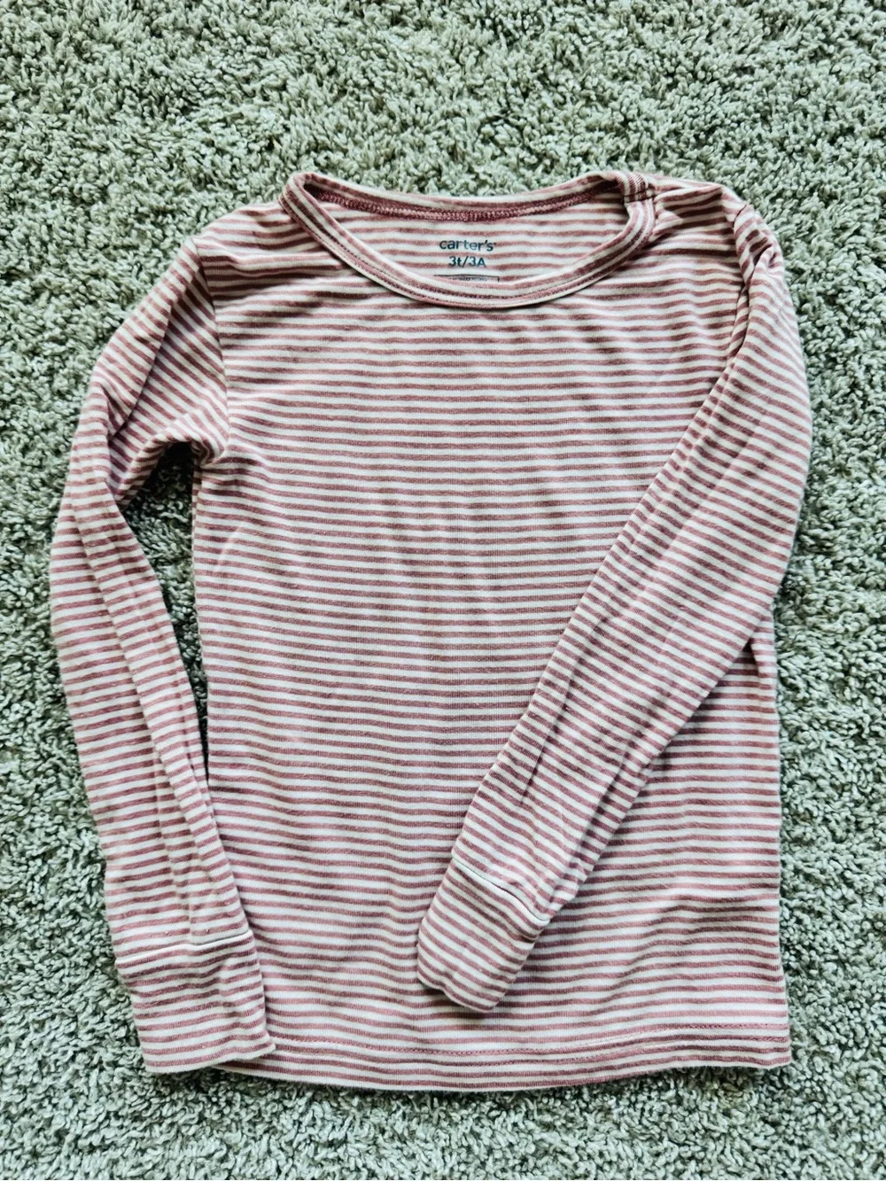 Carter’s Toddler Girls Pajama Set 3T Pink Striped PurelySoft Long Sleeve 2 Piece